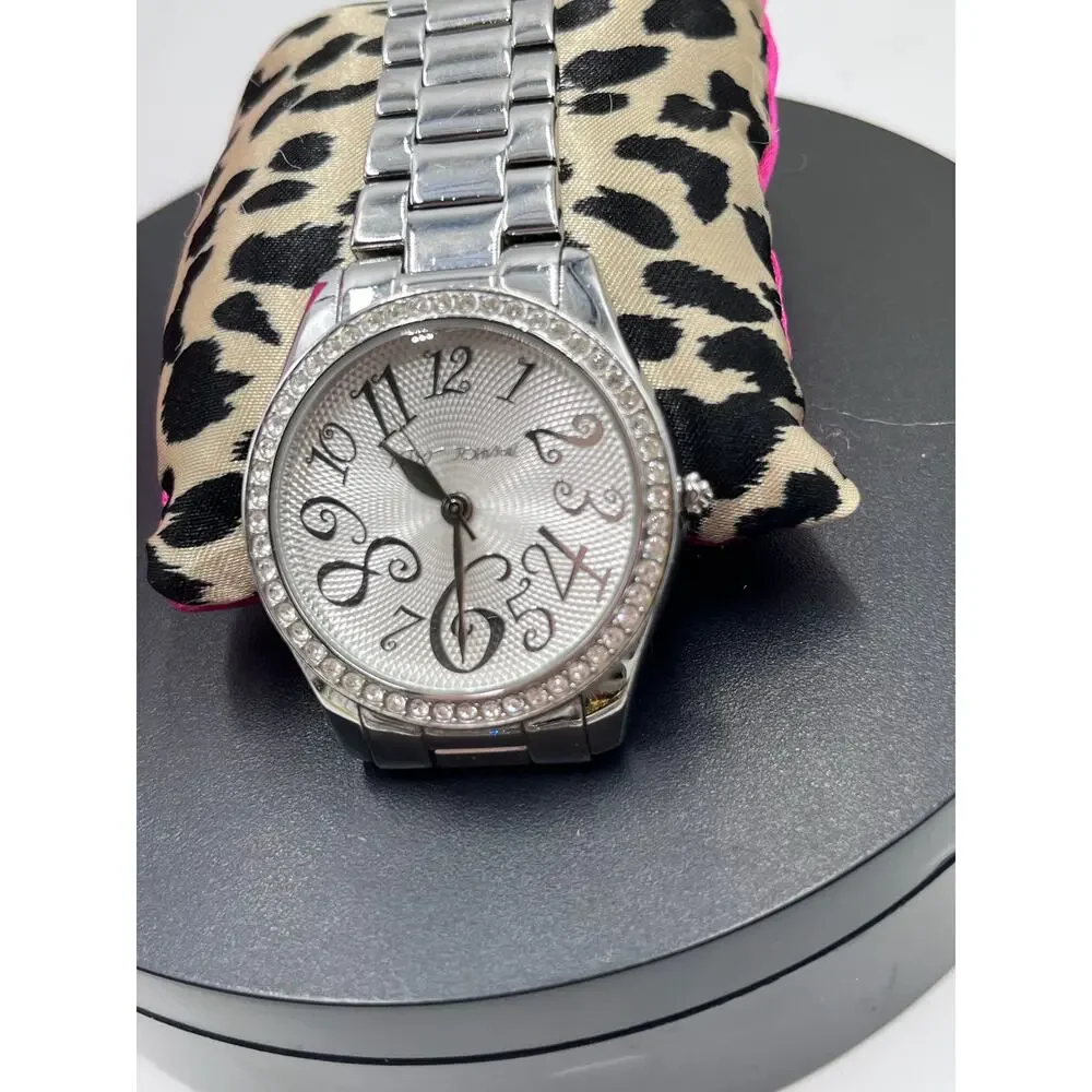 Betsey Johnson Women's BJ4128 Crystals Bezel Stainless Steel‎ Bracelet Watch
